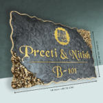 Ganesha Theme Pearl Black Mix Coated Resin Nameplate 2