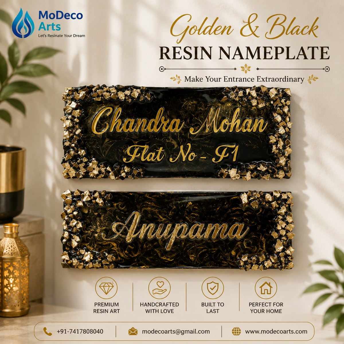 Golden and Balck Resin Nmaeplate.png