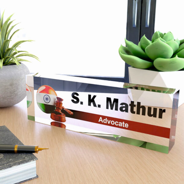 ⚖️ Acrylic Desk Nameplate for Advocates