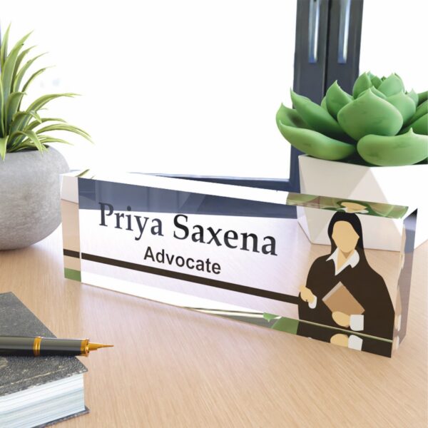 ⚖️ Acrylic Desk Nameplate for Advocates