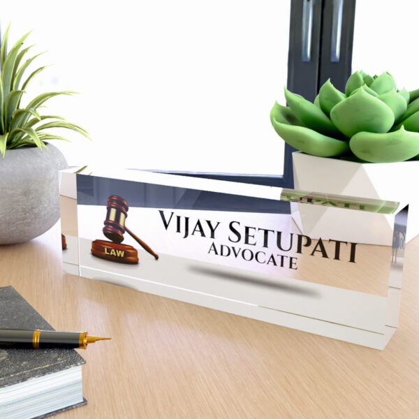 ⚖️ Acrylic Desk Nameplate for Advocates