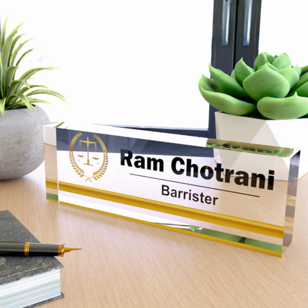 ⚖️ Acrylic Desk Nameplate for Barrister