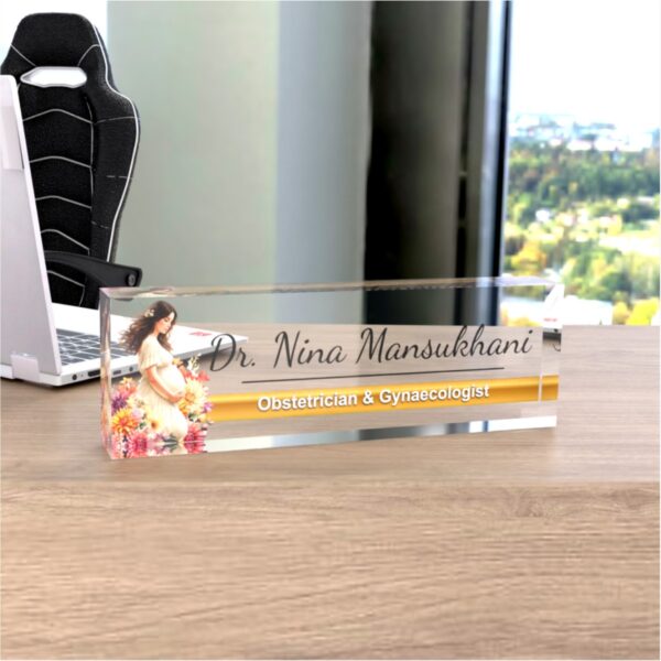 🌼 Acrylic Obstetrician & Gynaecologist Desk Nameplate