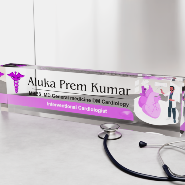 Acrylic Desk Nameplate for Cardiologist Doctor
