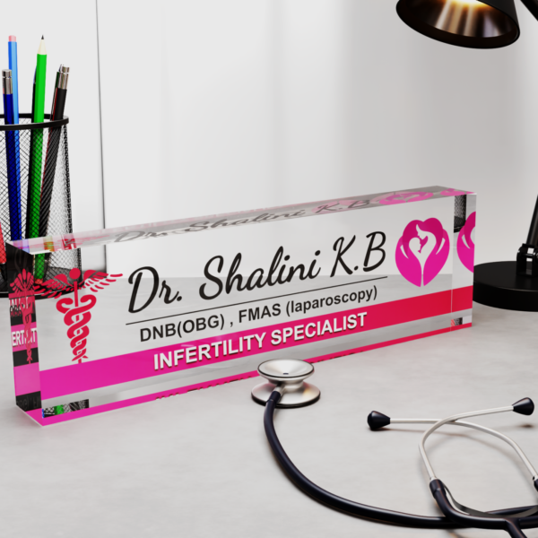 Acrylic Desk Nameplate for Gynecologist Doctor 1