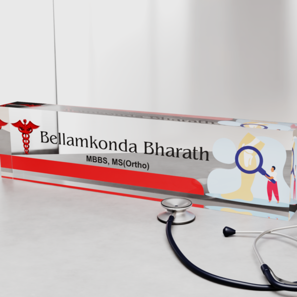 Acrylic Desk Nameplate for Orthopedic Doctor 1