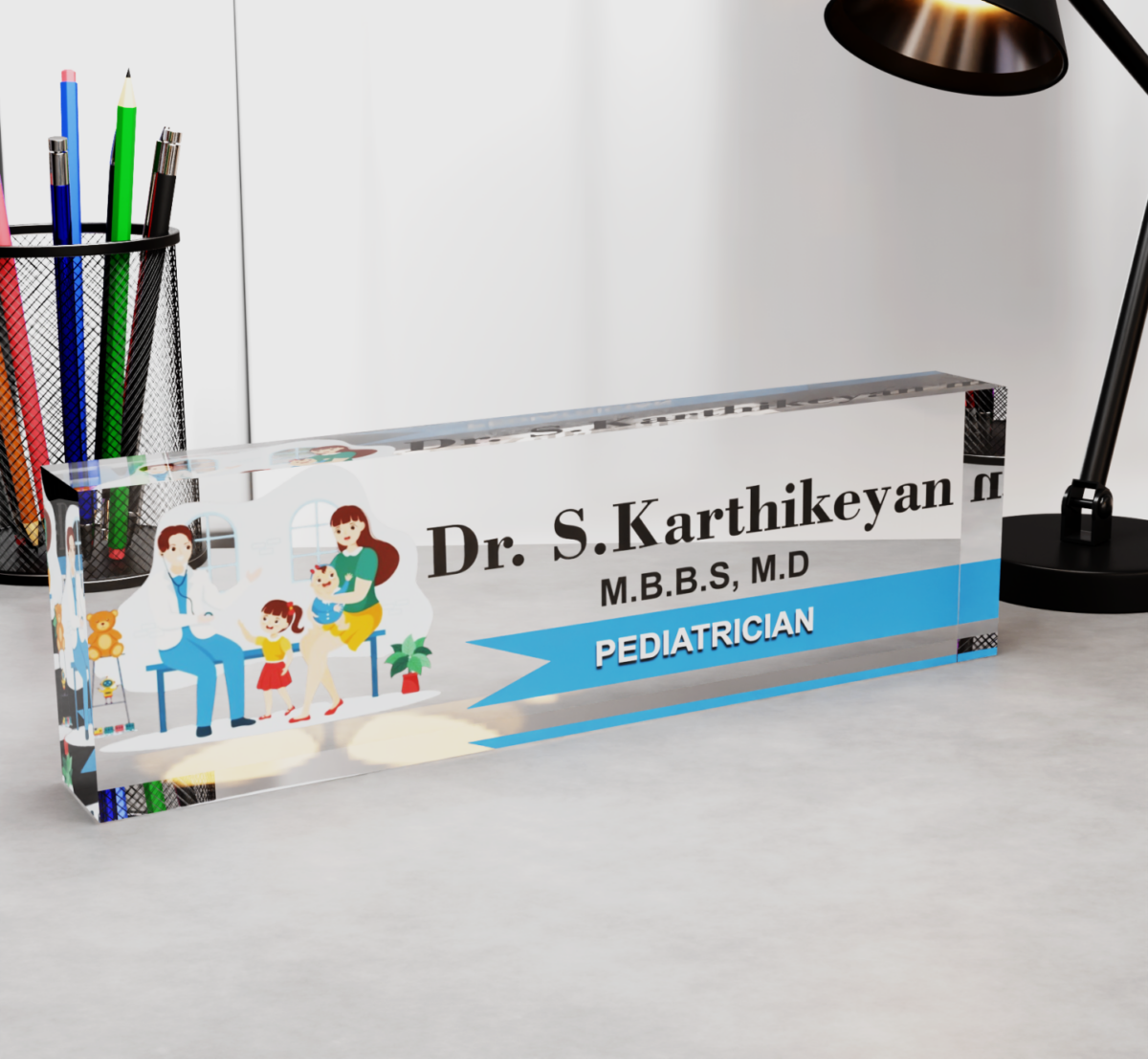 Acrylic Nameplate Acrylic Desk Nameplate Desk Nameplate Professional Nameplate Doctor Desk Nameplate Pediatrician Desk Nameplate