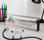 Acrylic Desk Nameplate for Pulmonologist Doctor