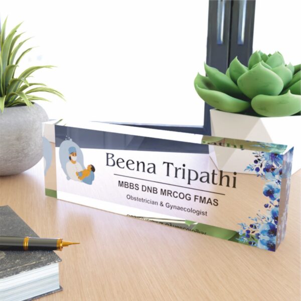 Acrylic Professional Obstetrician and Gynaecologist Desk Nameplate