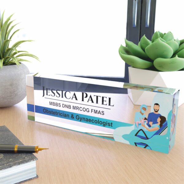Acrylic Professional Obstetrician and Gynaecologist Desk Nameplate