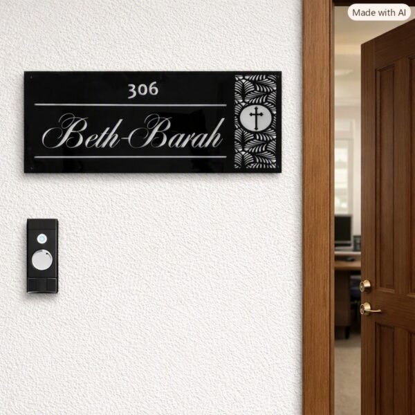 Beth Barah Black Acrylic Nameplate 1