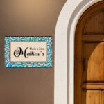Blue Floral Design Acrylic UV Print Nameplate 1