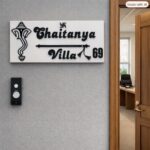 Chaitanya Niwas White Acrylic Nameplate