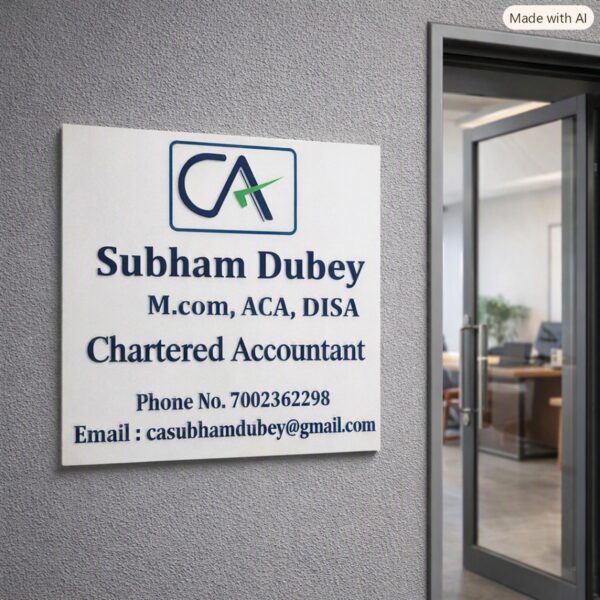 Chartered Accountant White Acrylic Nameplate 1
