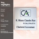 Chartered Accountant White Acrylic Nameplate 3