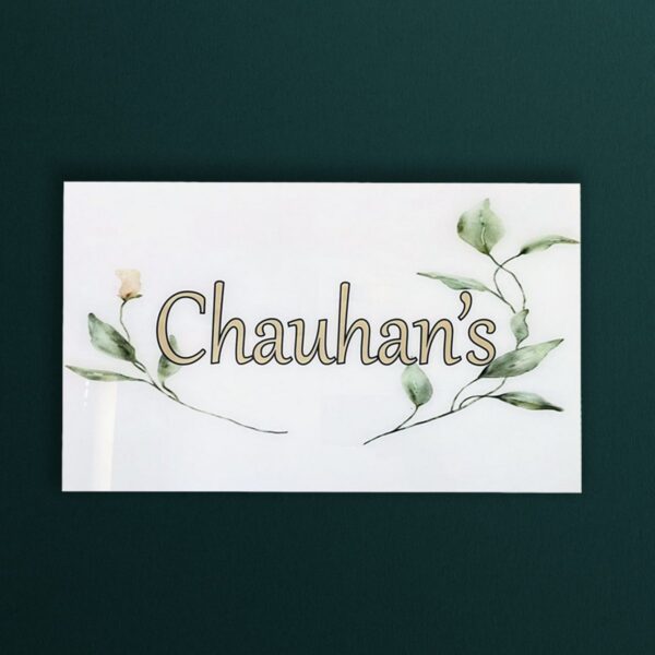 Chauhans White Acrylic Nameplate