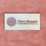 Cherry Blossom White Acrylic Nameplate