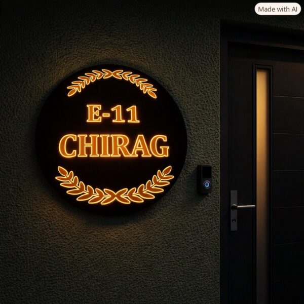 Chirag Black LED Acrylic Nameplate
