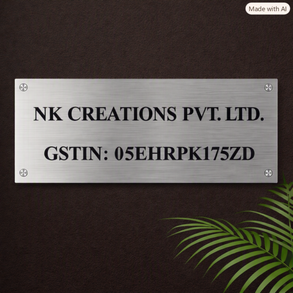 GST Numberplate GST Nameplate GST Sign GST Stainless Steel Nameplate GST Stainless Steel Numberplate Office Nameplate Office Numberplate Advocate Nameplate Stainless Steel Nameplate