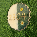 Decorative Blossom Flower Ivory Color Resin Numberplate 2