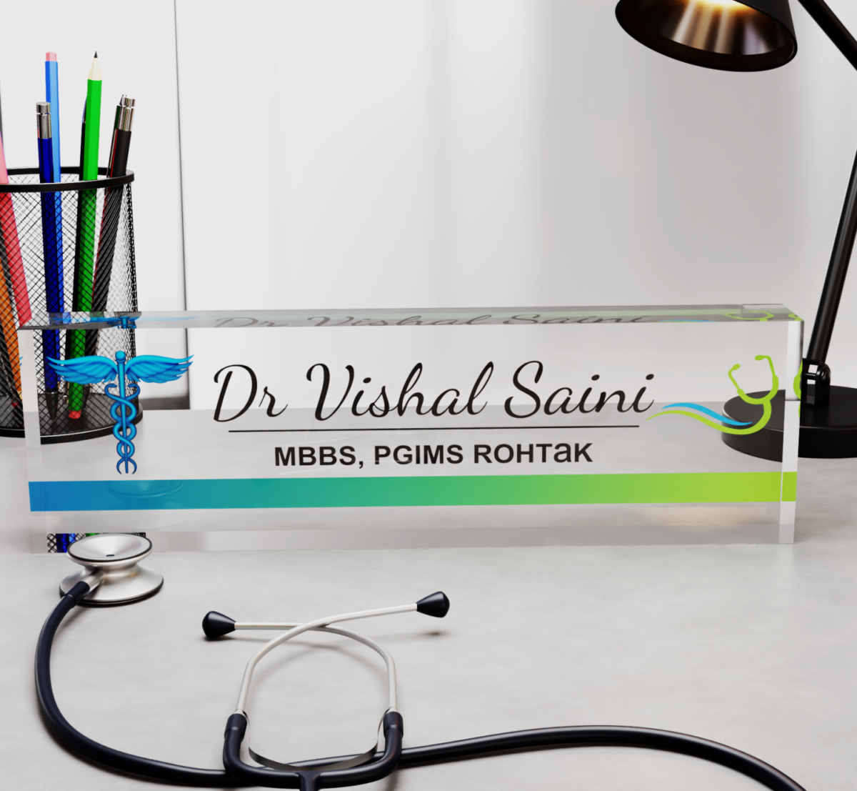 Desk Nameplate in Acrylic for Doctors 1