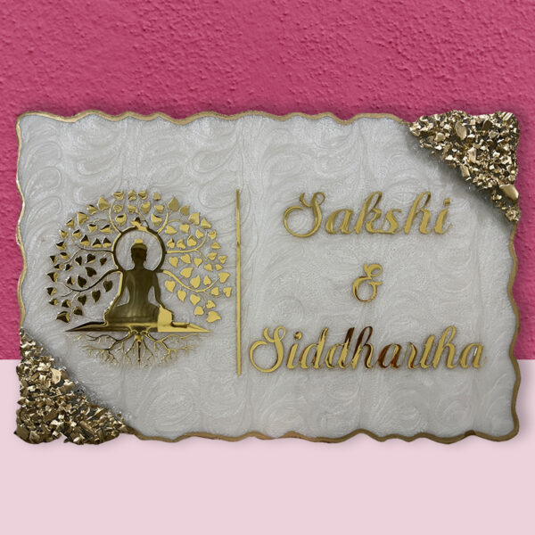Elegant Buddha Tree Resin Nameplate 1