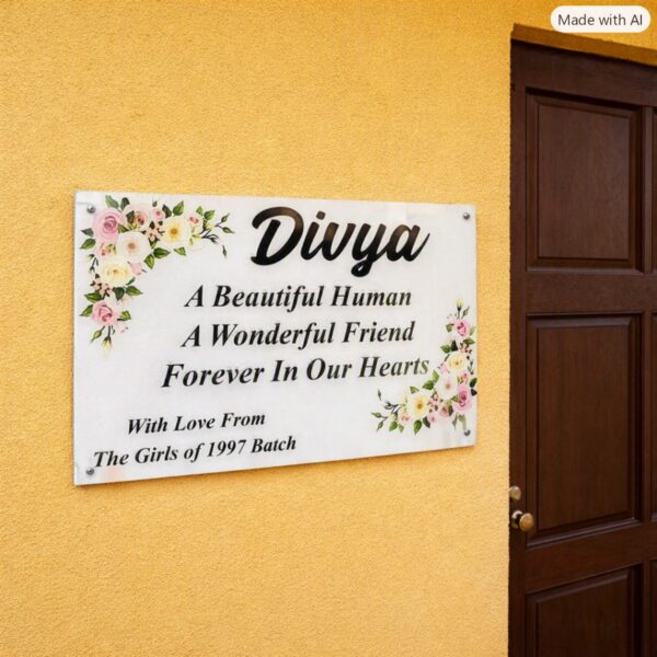 Floral Design Printed Acrylic Nameplate 1