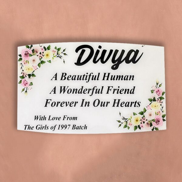 Floral Design Printed Acrylic Nameplate