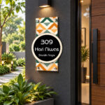 Green Geometry Design Vertical Acrylic UV Print Nameplate 1