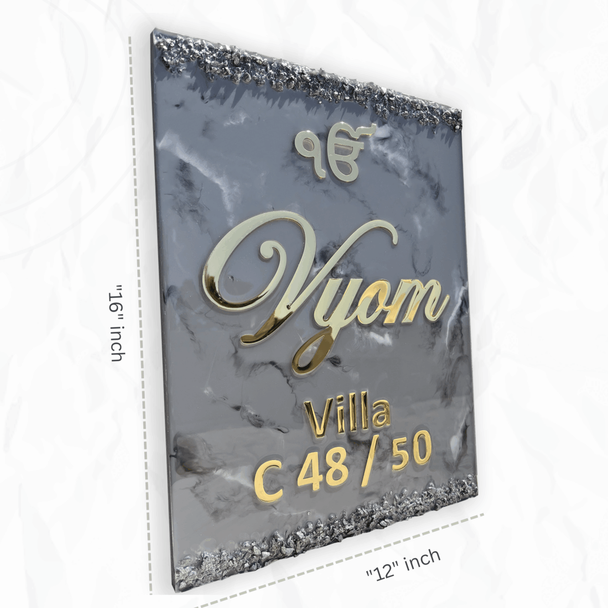Grey and Metallic Black Theme Resin Coated Nameplate 2