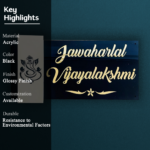 Jawaharlal Ganesha Inspired Black Acrylic Nameplate 2