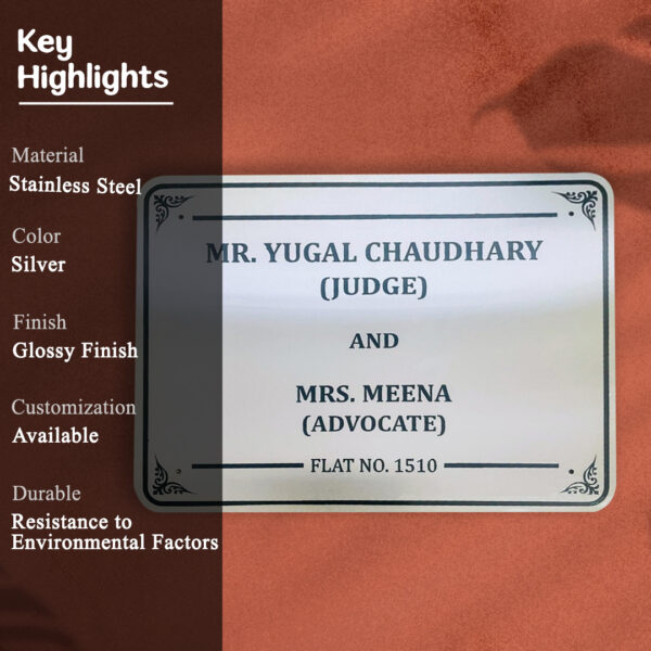 Judge, Advocate Stainless Steel Office Nameplate 1