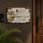 Kamdhenu Cow Krishna Theme Resin Nameplate 1