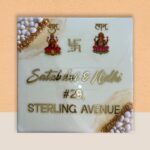 Laxmi Ganesha off White Resin Nameplate 1