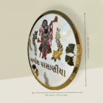 Lord Shreenath Ji Circle Metallic Off White Resin Nameplate 3