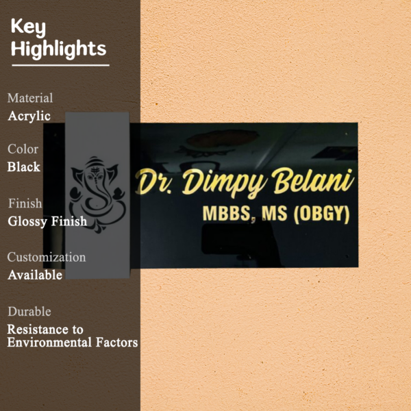 MBBS Gynecologist Black Acrylic Nameplate 1