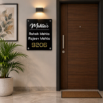 Mehta s Black Acrylic House Nameplate