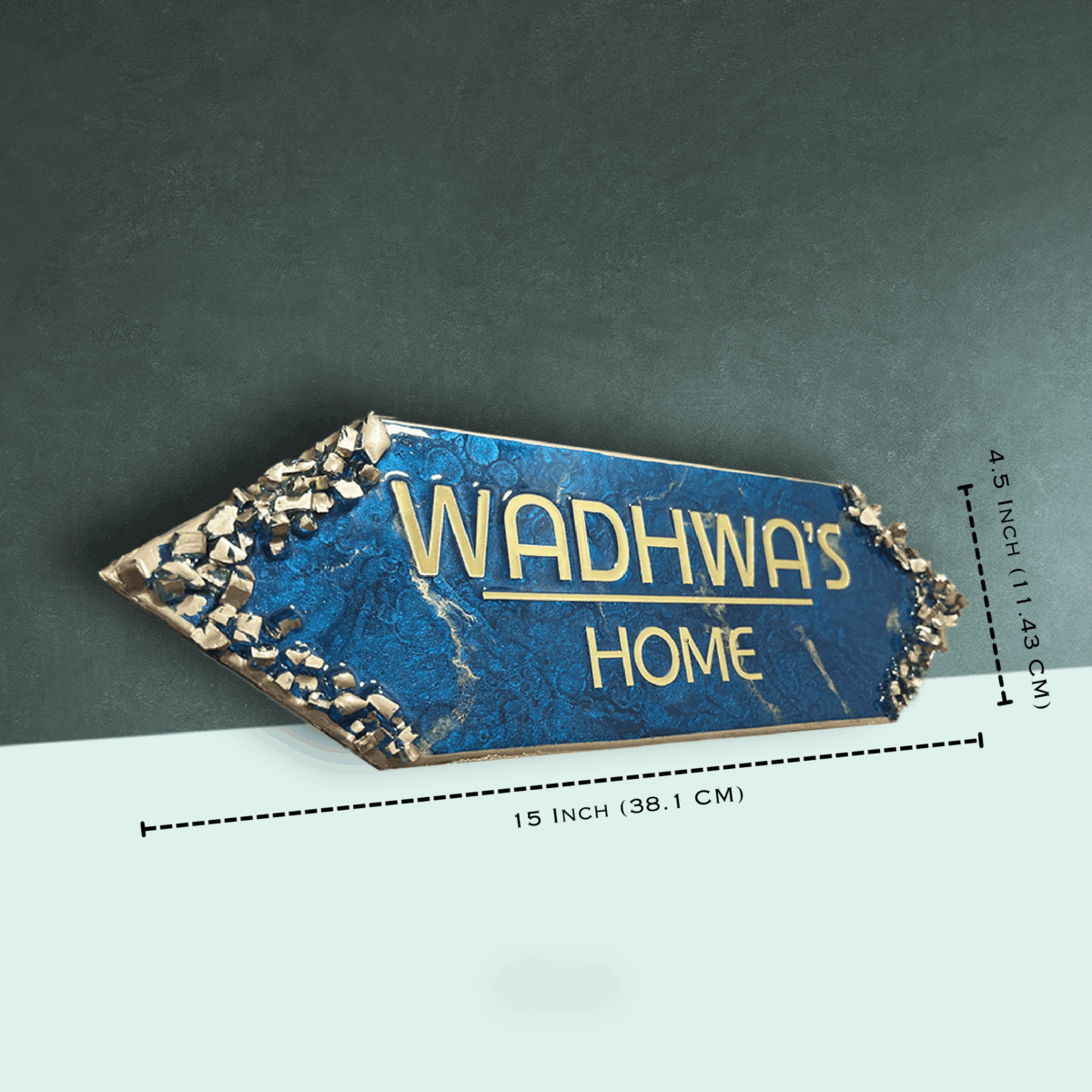 Metallic Blue Blend Premium Resin House Nameplate 3