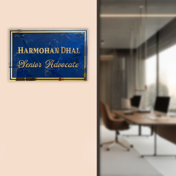 Metallic Blue Designed Professional Resin Nameplate for Corporate 1