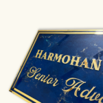 Metallic Blue Designed Professional Resin Nameplate for Corporate 3