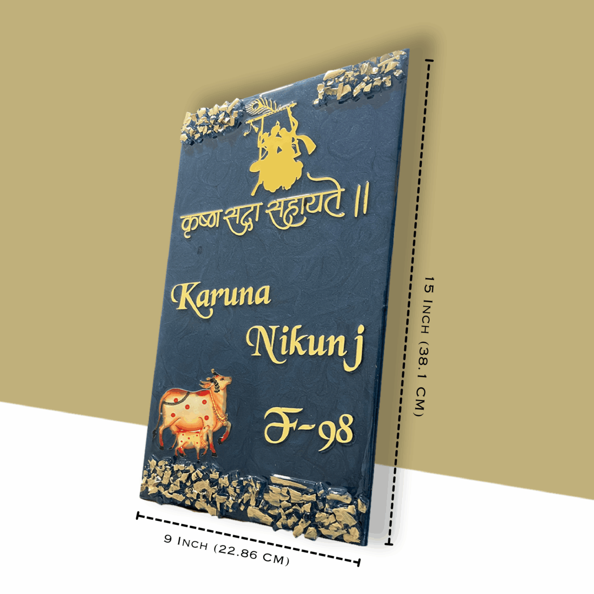 Radha Krishna Nameplate Krishna Nameplate Resin Nameplate Epoxy nameplate Pichwai Nameplate House Customized Nameplate