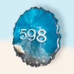 Ocean Inspired Resin House Numberplate 1