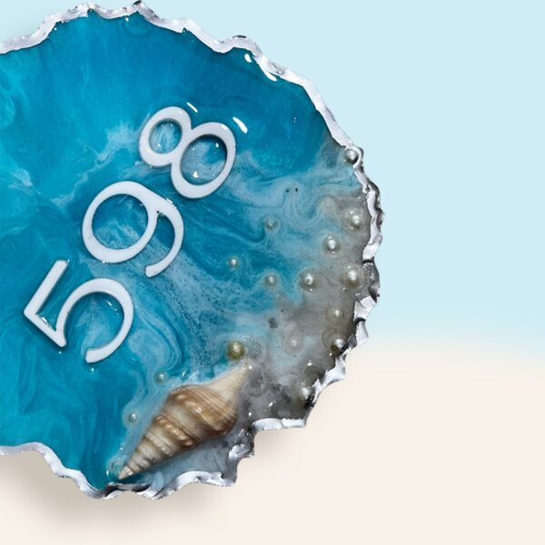 Ocean Inspired Resin House Numberplate 3