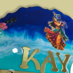 Ocean Theme Premium Radha Krishna Resin Nameplate 2