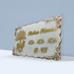 Pearl White Resin Coated Zigzag Nameplate 2