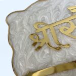 Premium Krishna Peacock Feather Theme Resin Swirl Nameplate 4
