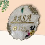 Premium Swirl Pressed Flower Resin Coated Nameplate 1