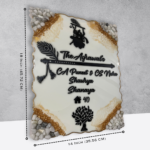 Radha Krishna Theme Resin off White Nameplate 2