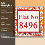 Red and Orange Acrylic Geometry UV Print Numberplate 3