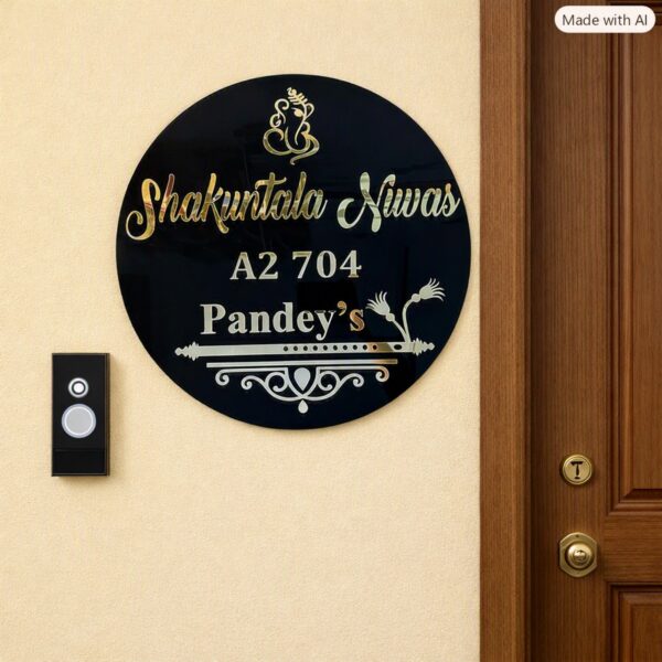 Shakuntala Niwasn Black Acrylic Nameplate 1